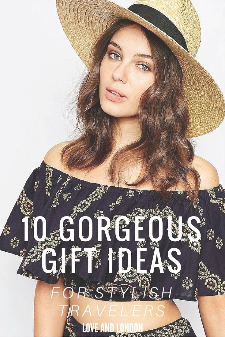 10 Gorgeous Gifts Ideas for the Stylish Traveler - click through to this gift guide of travel gifts and accessories that stylish travel-lovers would love to get. Gift ideas for the stylish traveler, like gorgeous passport protectors, insta-cameras, weekender bags, and more.