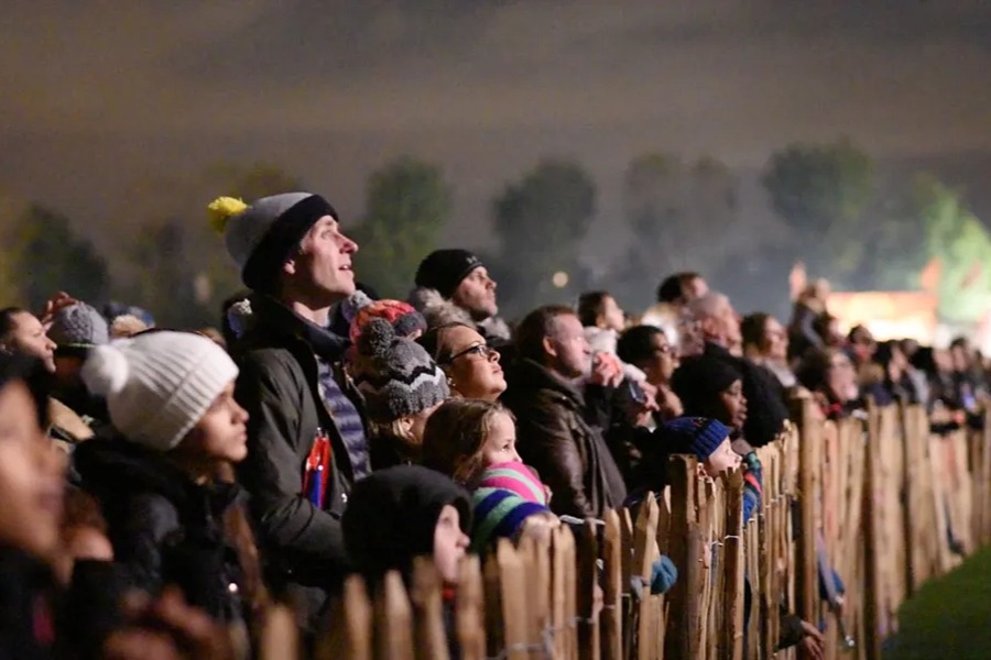 Fireworks at Wimbledon Park on Guy Fawkes night in London