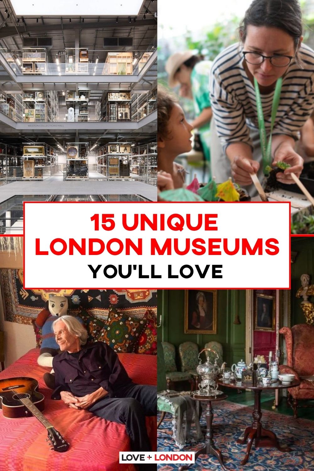 This is a Pinterest pin detailing 15 Unique London Museums You'll Love