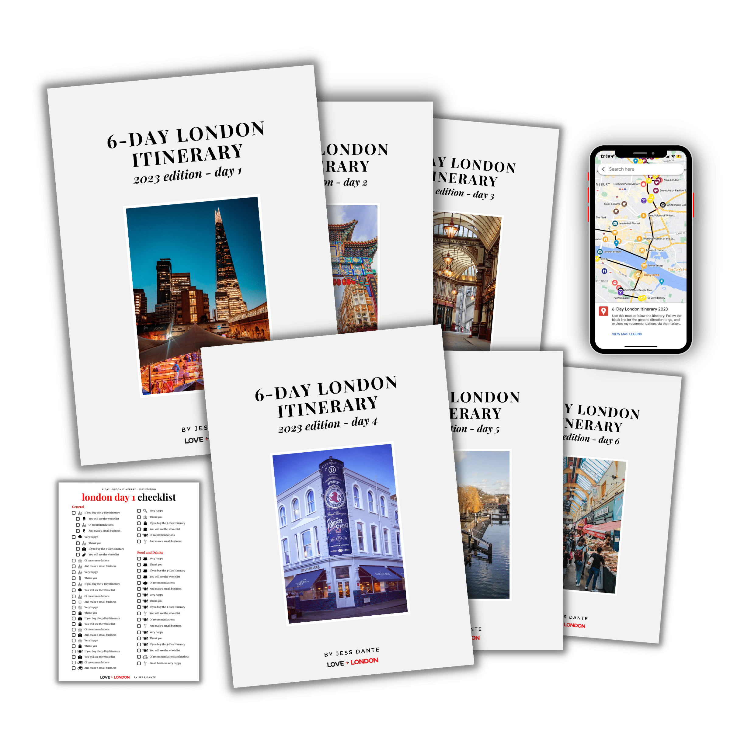 image of covers of the 6 day London itinerary plus digital map and checklist
