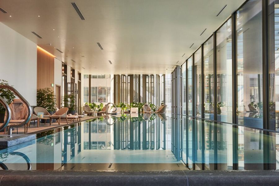 Indoor Pool at Pan Pacific London on a sunny day