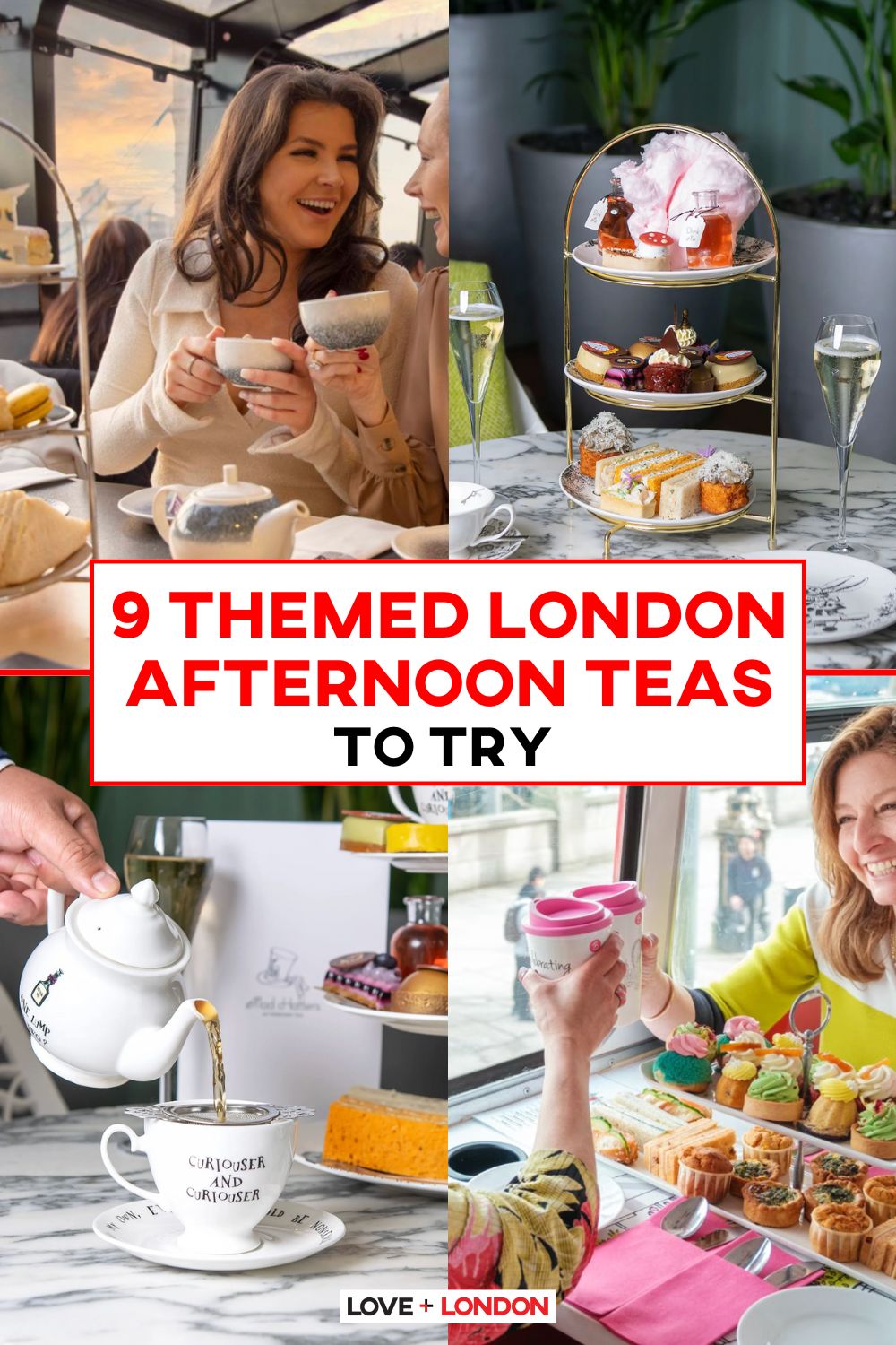 This is a Pinterest pin detailing 9 Themed Afternoon Teas To Try.