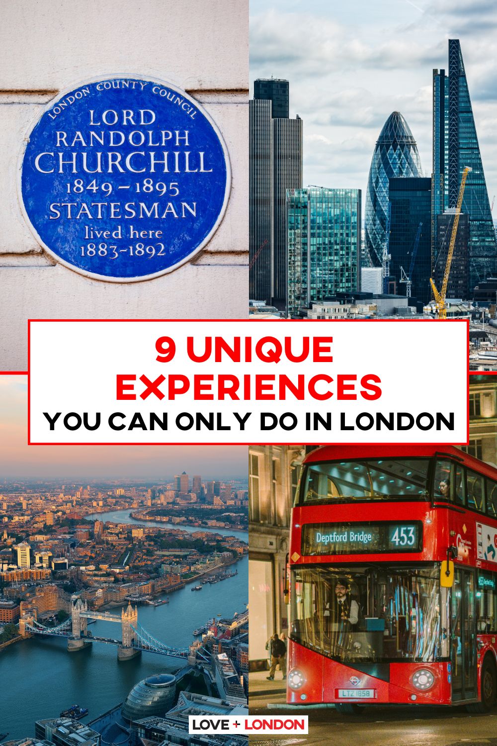 This is a Pinterest pin detailing 9 Unique Experiences You Can Only Do in London