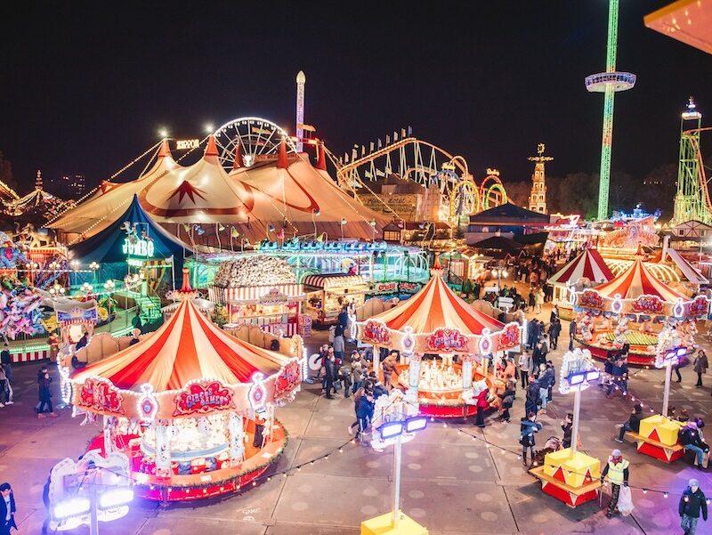 Thrill rides and funfair games at Winter Wonderland. One of the top Christmas-themed things to do in London, is to visit similar Christmas Markets in the city.