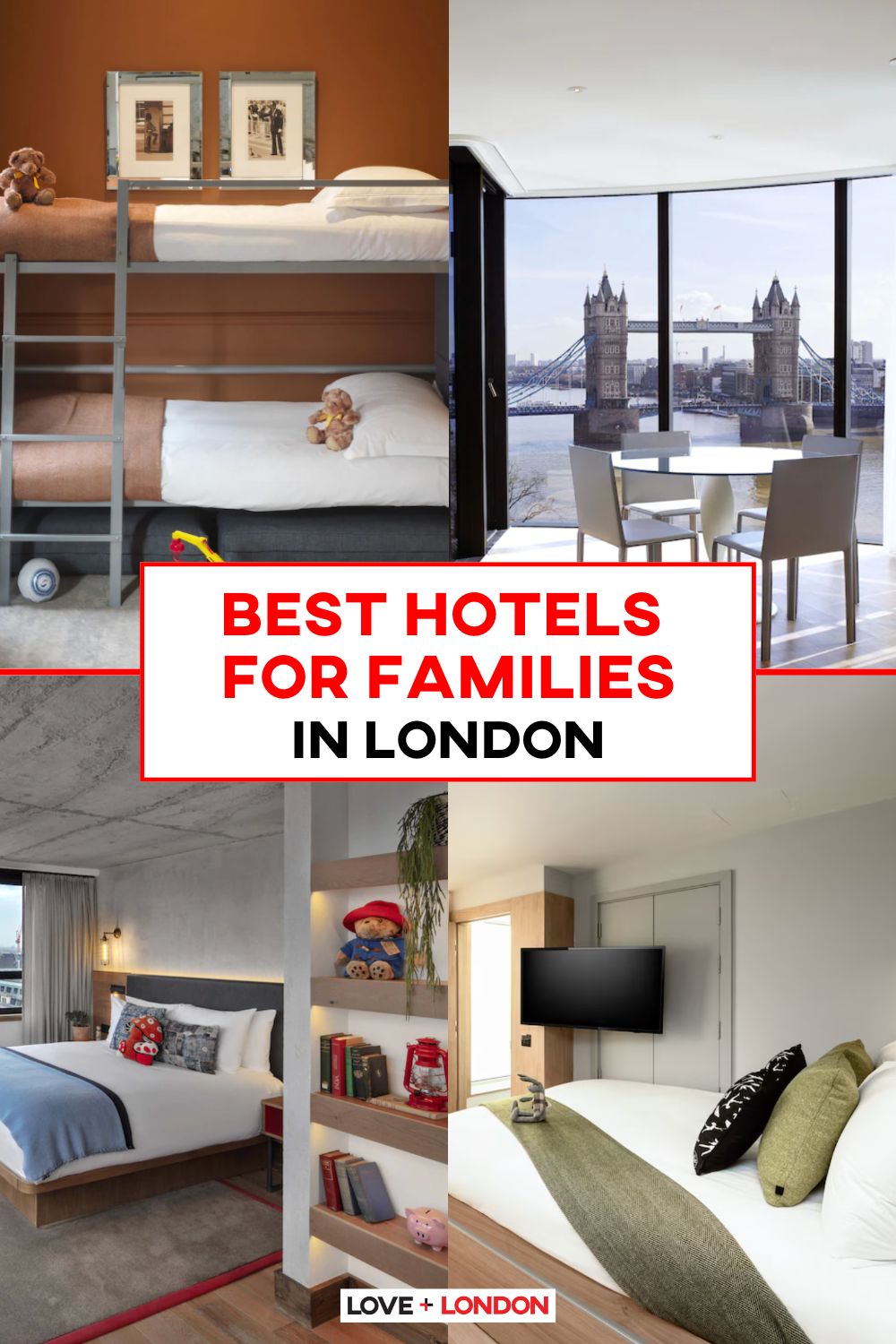 This is an image of a Pinterest pin detailing the Best Hotels for Families in London.
