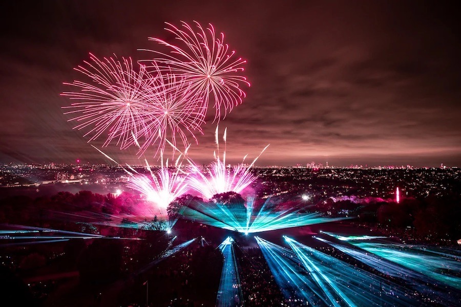 Fireworks at Alexandra Palace on the Guy Fawkes night in London