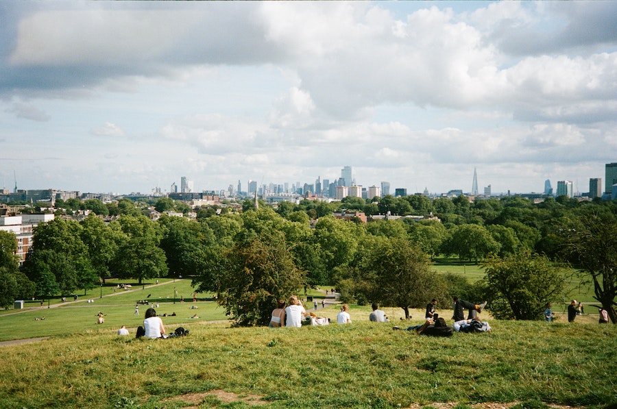 View from Primrose Hill on a bright sunny day