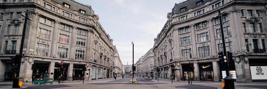 Empty Oxford Street in London during the holidays; visiting this shopping hub for the best deals is one of the Things to do in London on Boxing day