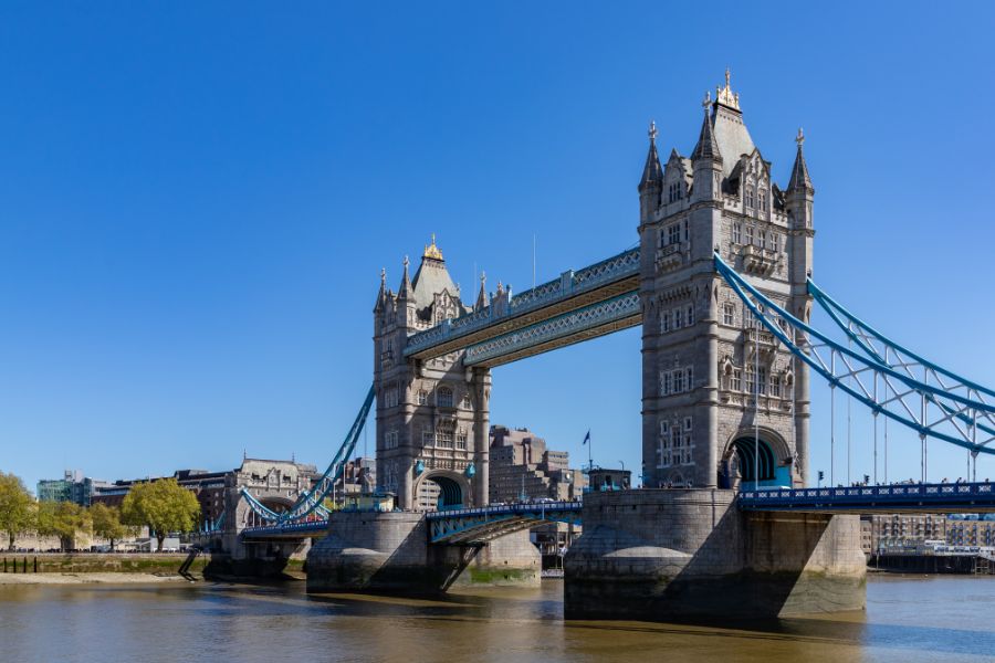 This is an image of Tower Bridge in the sun.