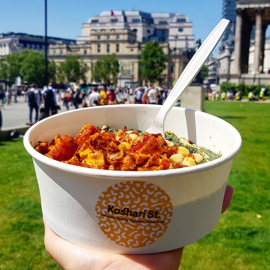 Koshari is Egypt’s national dish and a popular street food. The dish’s base is chickpeas and pasta, topped with meats, vegetables and sauces. Koshari Street brings all the flavours of Cairo to Covent Garden.