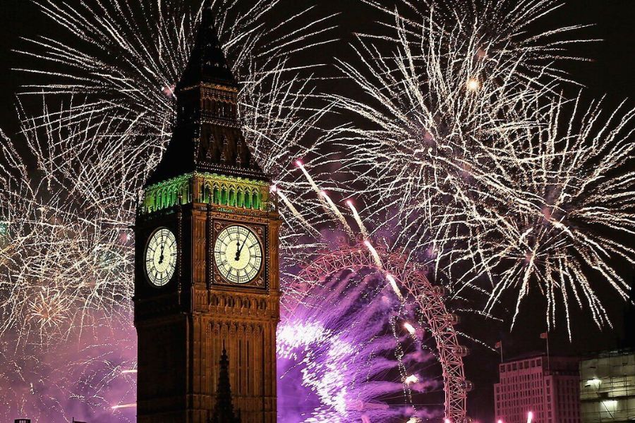 New Years eve fireworks at Westminster in London