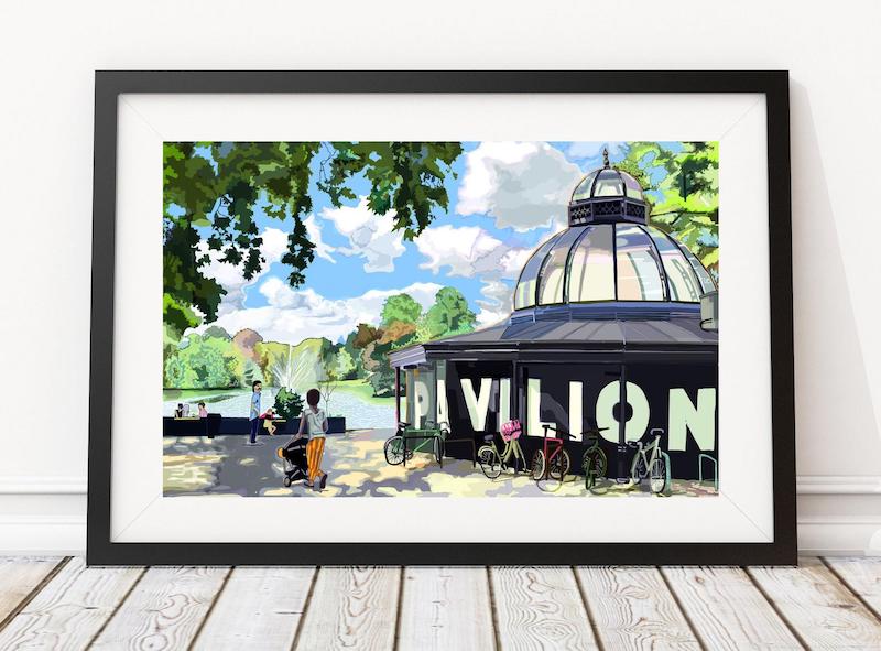 Pictures of London parks - The Pavilion Cafe, Victoria Park London Art Print