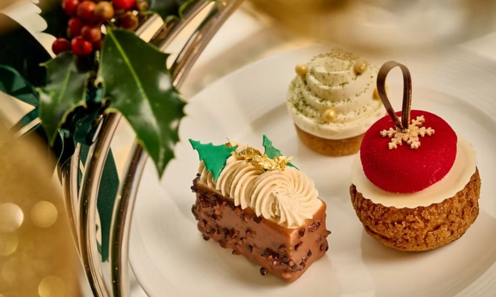 This is an image of festive desserts on a plate.