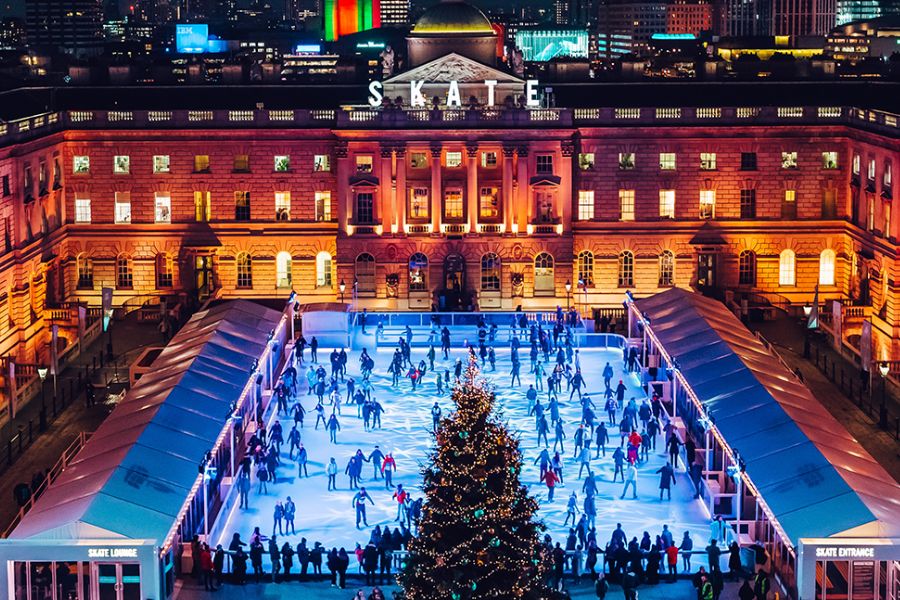 All lit up for the festivities, the visitors enjoy their time at the Somerset House ice rink