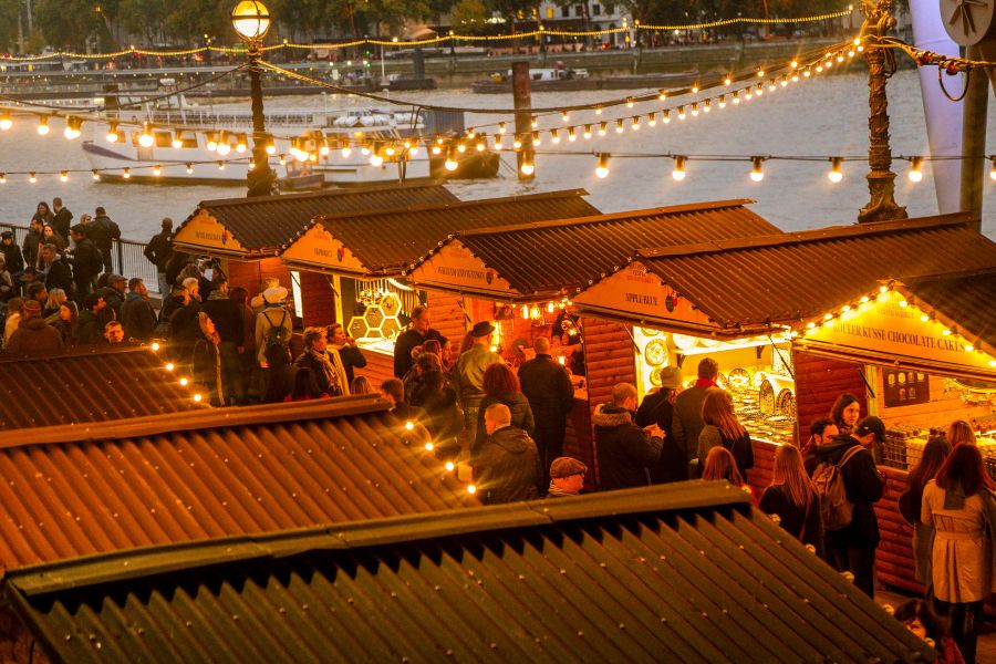 Food stalls at the Southbank Centre Christmas Market