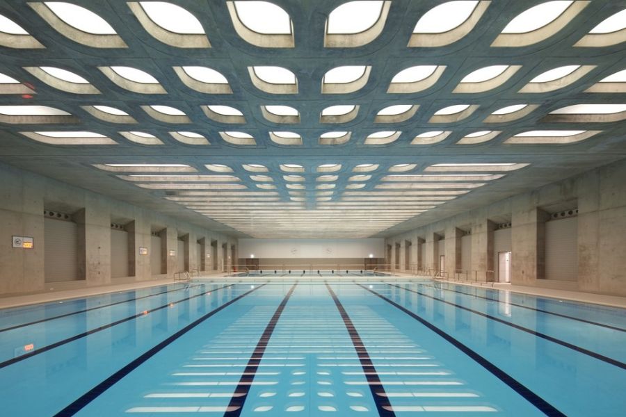 Interiors of the London Aquatics Centre in Stratford, London