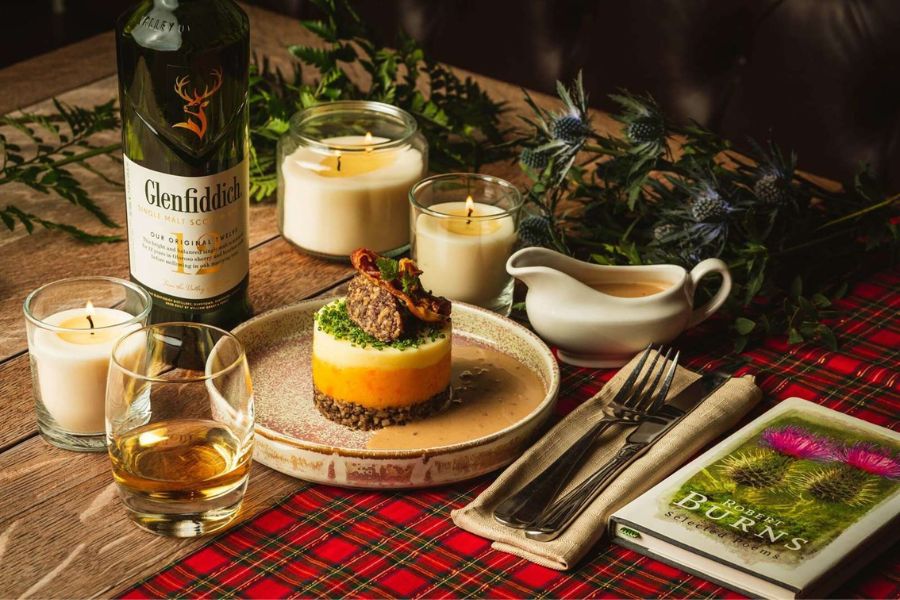A traditional Scottish meal served for Burns Nights