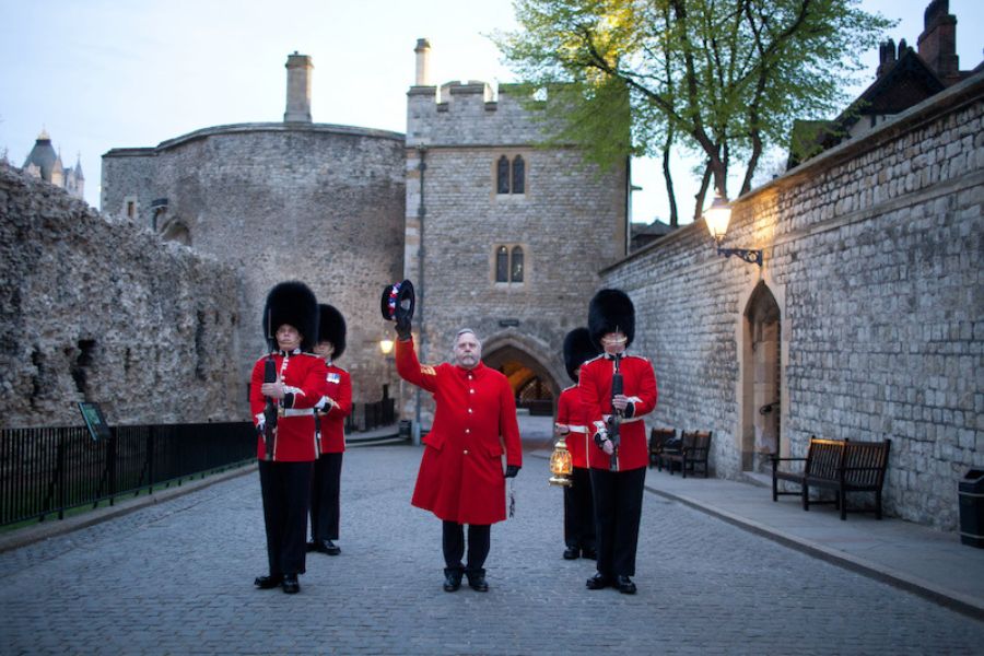 Guards during the Ceremony of Keys; a moment which is one of the unique experiences in London