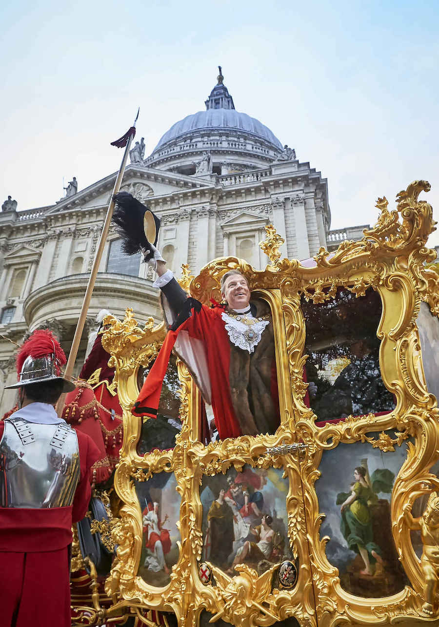 Lord Mayor's parade Passing St. Paul's Cathedral in London.