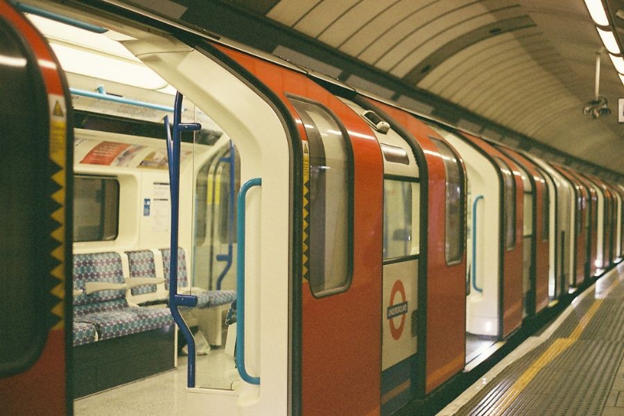 An empty London Underground train.