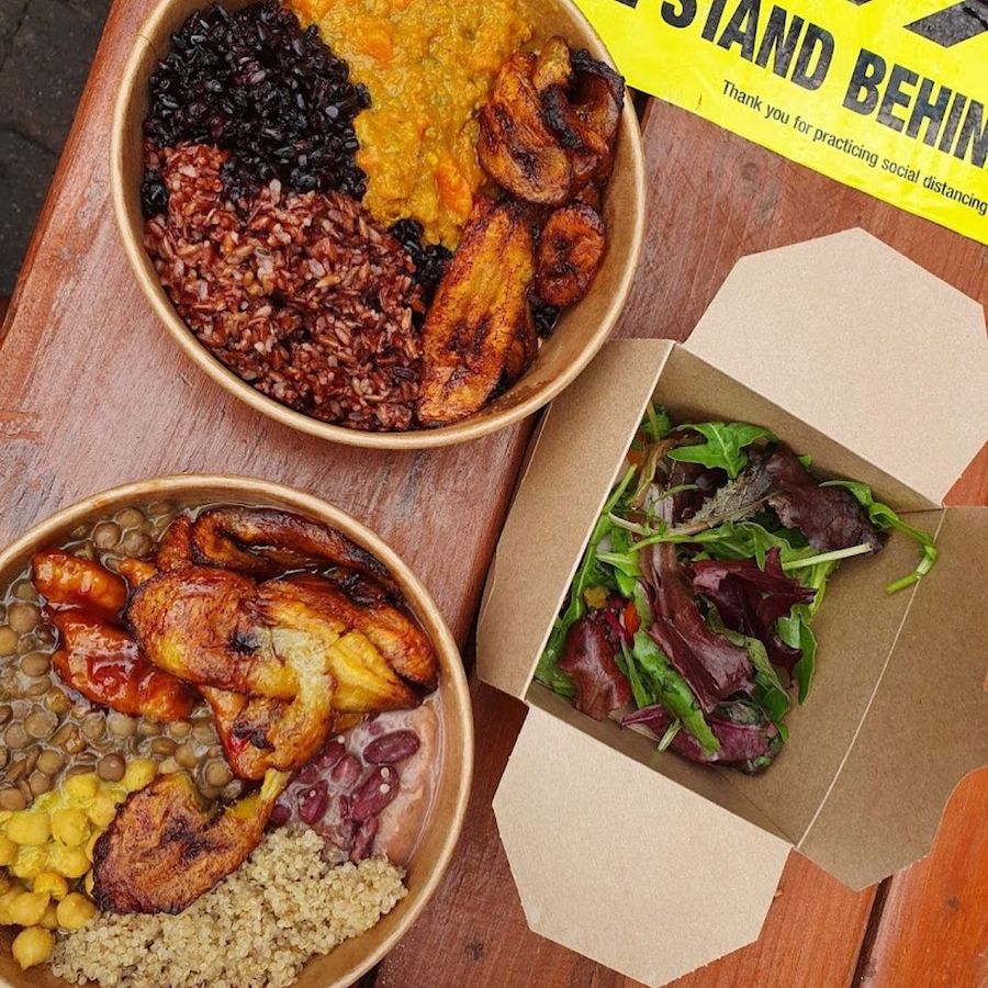 This takeaway spot in Brixton Village (with picnic tables nearby) has a menu “inspired by Caribbean Ital and European recipes, ‘made with love’ to produce that home cooked feeling”. Expect unique ingredients, big portions and punchy flavours, all for a reasonable price, and all vegan!