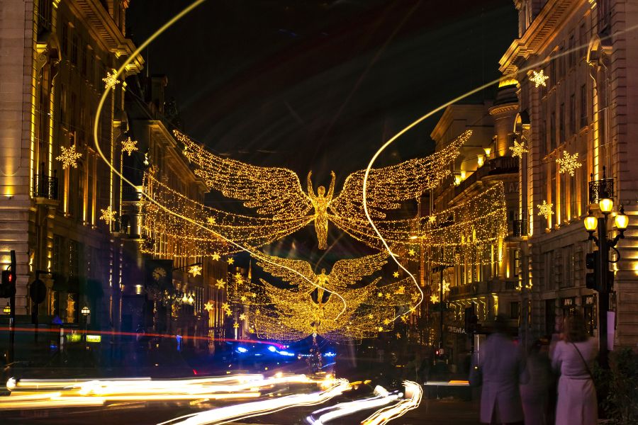 The spirit of christmas lights in London's Regent Street