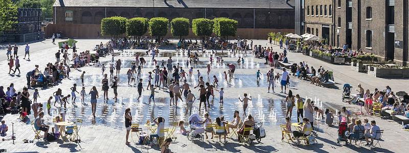 One of the fun things to do in London in the summer is to cool off in the city's fountains