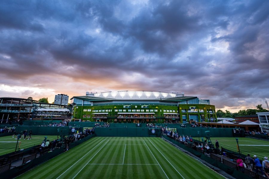 The evening sky overlooking the infamous Wimbledon stadium, which is worth a visit if you are looking for things to do in London that are wheelchair accessible