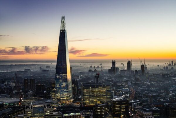 This is an image of a skyline view of the Shard and London City.